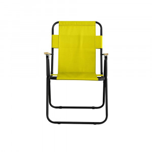 Set 2 scaune camping pliant cu cotiere, structura metalica, galben