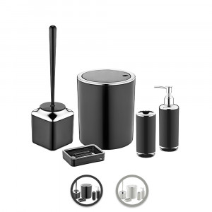 Set accesorii de baie cu 5 piese, accent de marmura, negru