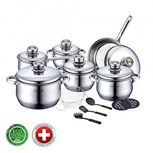 Set de bucatarie pentru gatit, 18 piese din aluminiu acoperit cu marmura, Royalty Line, RL-1802
