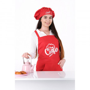 Set de Bucatarie pentru gatit Chef, boneta + sort, rosu