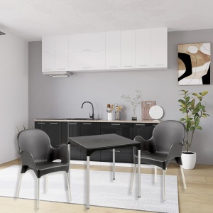 Set masa cu doua scaune, cadru din plastic rezistent si picioare din aluminiu, exterior si interior - Img 2