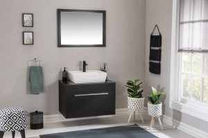 Set mobilier baie cu lavoar, corp lavoar si oglinda, Nina, maro