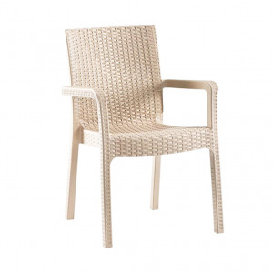 Set mobilier gradina - terasa, masa 90x150cm cu 6 scaune ratan, Elite, cappuccino