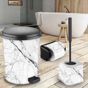 Set pentru baie din 3 piese, gri marmorat