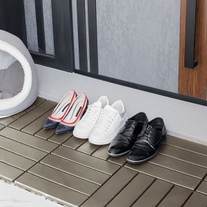 Set placi de podea pentru exterior, 33x33 cm - 9 buc (1 mp), usor de montat, maro