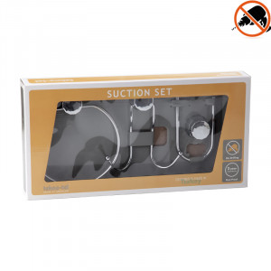 Set suporturi cromate pentru baie cu ventuze