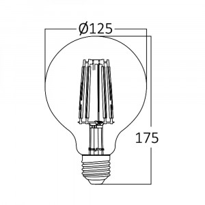 Bec LED cu filament 6W G125 515LM 2200K E27