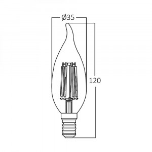 BEC LED CU FILAMENT TR 4W C35T E14 2700K FLACARA