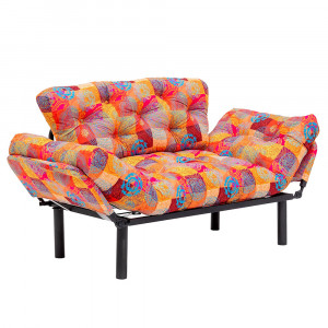 Canapea extensibila cu 2 locuri Nitta, umplututa cu spuma, 190X73cm extinsa, multicolor