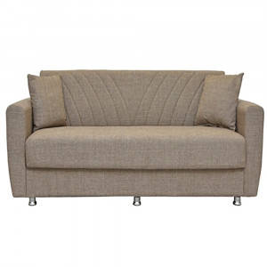 Canapea extensibila Ernest, 3 locuri cu lada de depozitare, material textil, crem