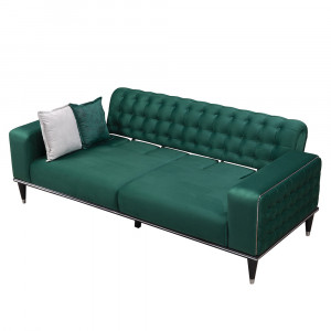 Canapea Nice, cadru lemn, material tapiterie catifea,verde inchis