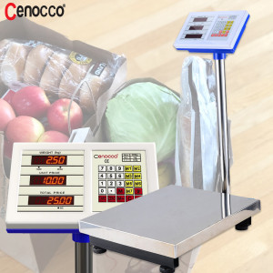 Cantar electronic comercial cu platforma, 300kg, platan otel inoxidabil