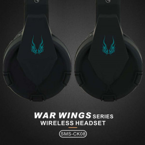 Casti hands-free bluetooth, over-ear, "War Wings" SMS-CK08, albastru