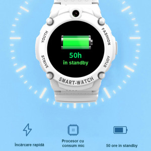 Ceas inteligent smartwatch copii cu GPS, rezistent la apa, Efour Tech FG-37, bleu
