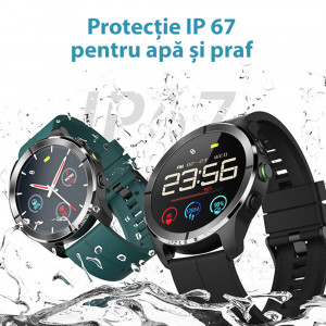 Ceas inteligent smartwatch barbati - femei, ritm cardiac, oxigen sange, tensiune arteriala, Efour Tech R1, albastru
