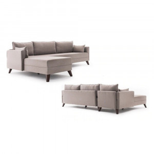Coltar cu sezlong stanga Bella, crem,  275x85x165cm