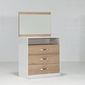 Comoda Laris, Asos Home, alb-stejar, 80x85x42cm