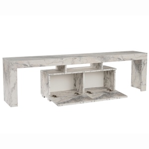 Comoda TV Enclave, PAL melaminat, 180 cm, alb marmorat - Img 5