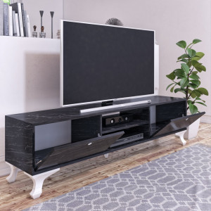 Comoda TV Fantasia, negru marmorat 39x182x45cm