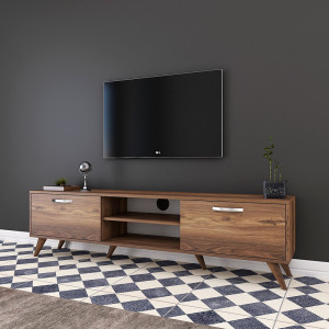 Comoda TV Nevada C1B, culoare nuc, 180x35x48,3 cm