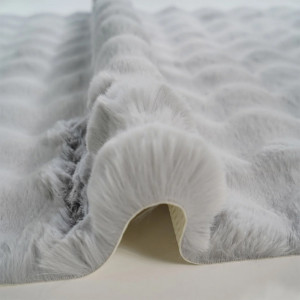 Covor Bubble imitatie blana de iepure 3D, 100 X 150 cm, gri