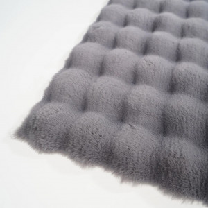 Covor Bubble imitatie blana de iepure 3D, 150 X 230 cm, gri inchis