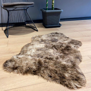 Covor premium, imitatie blana animale, maro inchis
