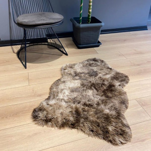 Covor premium, imitatie blana animale, maro inchis