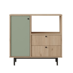 Dulap bucatarie Dona, 88X35,5X85 cm, culoare stejar-verde smarald