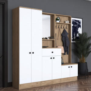 Dulap multifunctional cu multiple spatii de depozitare, pantofar, cuier, oglinda