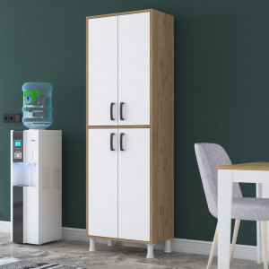 Dulap multifunctional pentru depozitare cu 4 usi, pentru dormitor, hol sau birou, alb. Fidelis