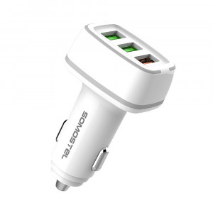 Incarcator auto cu 3 porturi, Model SMS-A48, Quick Charge 3.0, 30W