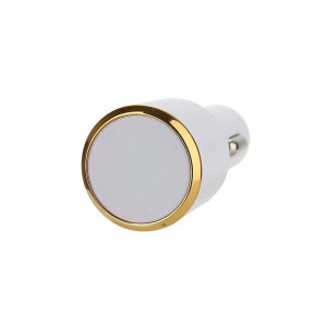 Incarcator auto cu 2 porturi, Model SMS-A65, Quick Charge 3.0 plus cablu Lightning, alb