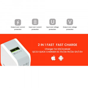 Incarcator retea cu SMS-A12, iesire de 5V 2.1A, alb