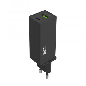 Incarcator retea cu 2 porturi SMS-A80, Quick Charge3.0 plus cablu Type-C, negru
