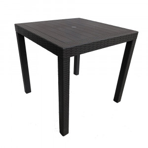 Masa de gradina - 90cm x 90cm, aspect ratan, maro