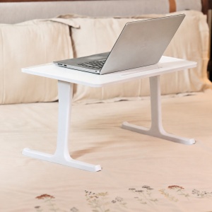 Masuta pliabila si birou practic, suport laptop, metal cu blat MDF, alb