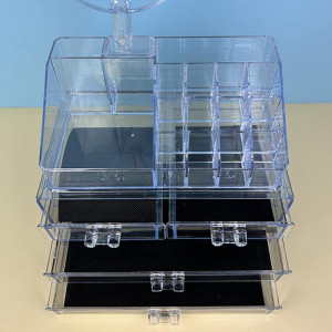 Organizator cosmetice cu oglinda,4 sertare,16 compartimente
