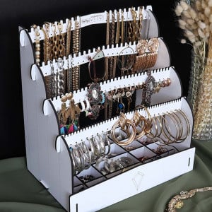Organizator pentru bijuterii Diamond Small, MDF, alb