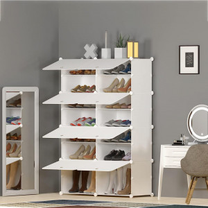 Raft - organizator modular cu 8 compartimente, 85x32x125 cm, alb