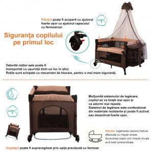 Patut copii si bebelusi cu laterala culisanta, plasa de tantari, spatii de depozitare, Holmer Kids Maxi Comfort Coolstyle