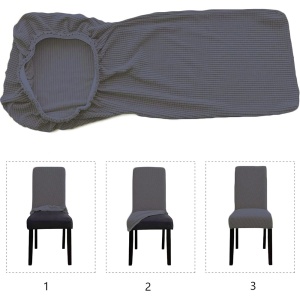 Set 6 huse elastice universale pentru scaun, din poliester, gri inchis - Img 8