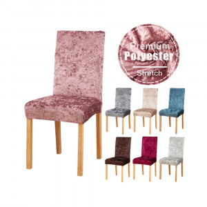 Set 6 huse universale pentru scaun bucatarie - living, catifea, alb