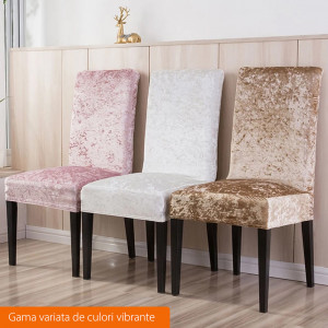 Set 6 huse universale pentru scaun bucatarie - living, catifea, maro