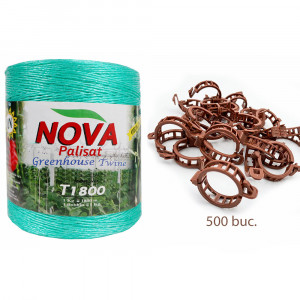 Set ata palisat Nova 1kg 1800m si 500 clipsuri palisare legume, tomate, UV