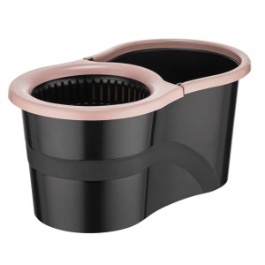 Set galeata cu mop rotativ si storcator, negru cu roz