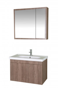 Set mobilier baie cu lavoar, corp lavoar si dulap oglinda, Tuia