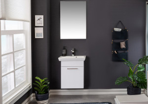Set mobilier baie cu lavoar, corp lavoar si oglinda, Andia, alb