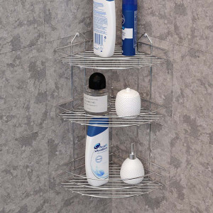 Suport baie cromat 3 etajere pentru colt ECO