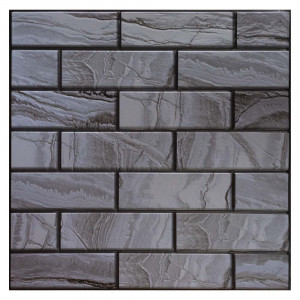 Tapet decorativ autoadeziv 3D, 1 panou 30x30cm, caramizi gri maromarat, BrickWall